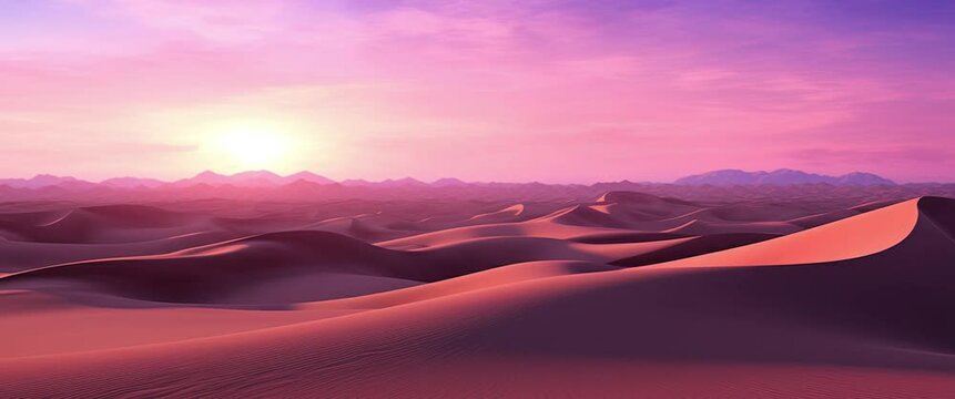 Anamorphic video 4K sunset over the sand dunes in the desert.