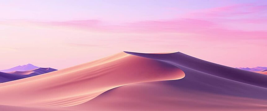 Anamorphic video 4K sunset over the sand dunes in the desert.