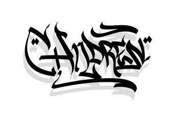 black white graffiti tag word of CHILDREN
