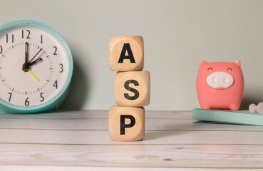 ASP sign on the wooden cubes on the blackground