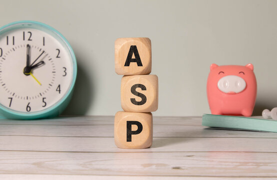 ASP sign on the wooden cubes on the blackground