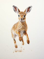 Deer spotted roe deer kid on a white background forest