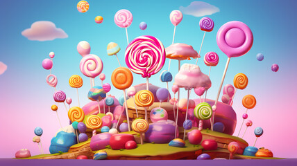Colorful candy delicious sugar snacks collection.