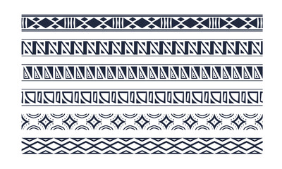 seamless ethnic tribe border pattern decoration set
