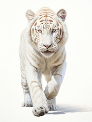 Albino tiger with stripes predator jungle forest taiga
