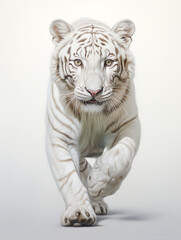 Albino tiger with stripes predator jungle forest taiga