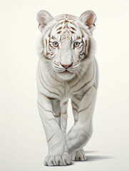 Albino tiger with stripes predator jungle forest taiga