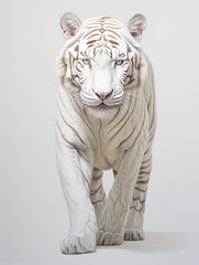 Albino tiger with stripes predator jungle forest taiga