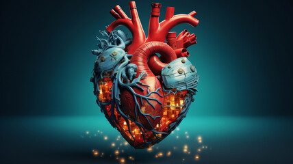 Fototapeta premium Red human heart illustration, healthcare and healthy living