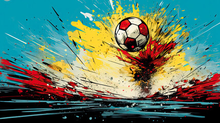 Illustration of a football (soccer ball) coming right at you