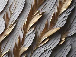 Luxury golden white feathers texture wallpaper