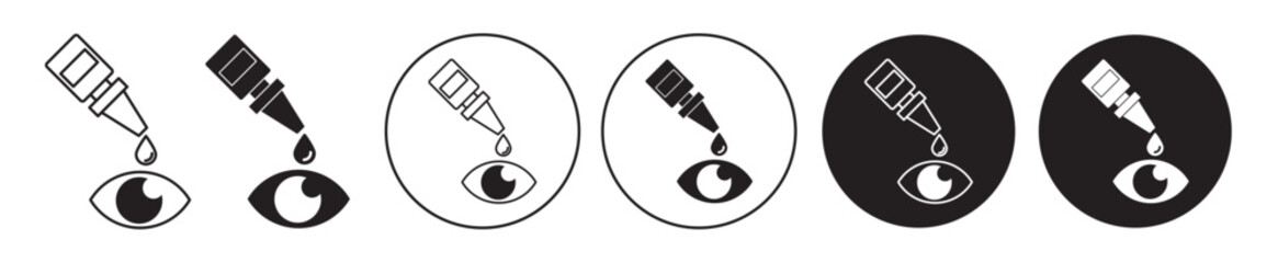 eye drop icon set. eye dropper bottle vector symbol in filled and outlined style. suitable for mobile app, and website UI design. - obrazy, fototapety, plakaty