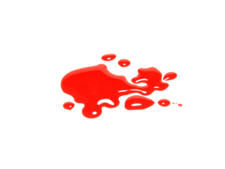 A drop of red ink, like a drop of blood isolated on white background.