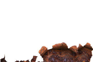 The old zinc for the wall is rusty and dirty local steel surfaces isolated on white background.