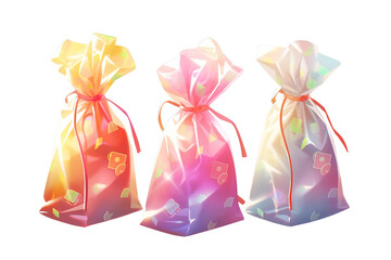 A bag of colorful candy. isolated object, transparent background