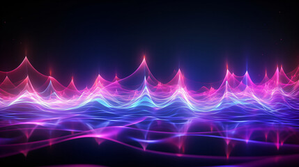 Fototapeta na wymiar abstract background with blue and purple wave lines and sound waveform created with AI 