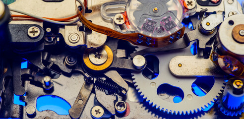 electronic device with mechanism close-up for background