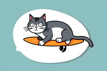 cat on the surfing board with wide eyes. generative AI