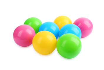 Many colorful balls isolated on white. Children's toys