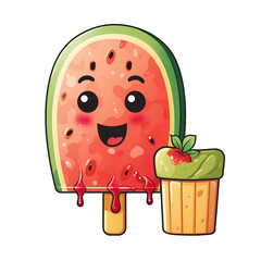 Obraz premium Watermelon Popsicle On A Stick Clipart