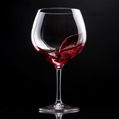 Heart shaped wine glass almost empty. Generative AI