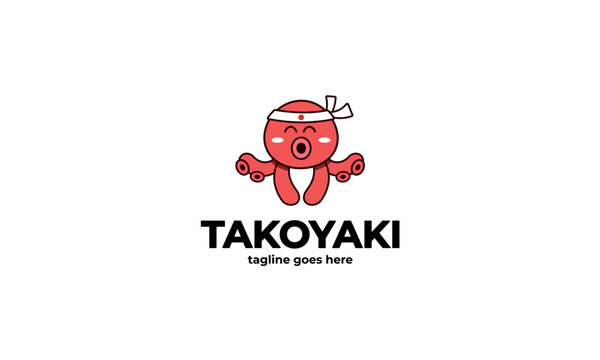 Takoyaki Octopus Mascot Logo Design