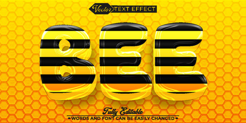 Cartoon Bee Vector Editable Text Effect Template