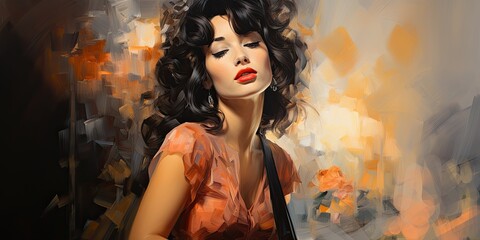 a beautiful woman, soul music singer, impressionist oil painting, generative AI