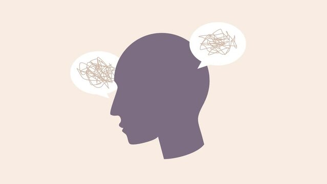 Busy Mind Thinking with Chaos Tangled Line Mental Issue Overthinking or Thinking Process Animation