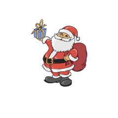 Christmas santa. Santa with gift box. Cristmass celebration with santa.