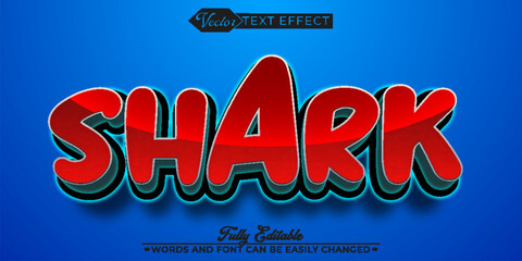 Cartoon Shark Vector Editable Text Effect Template