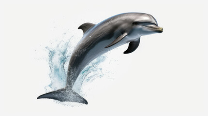 Dolphin jumping out of water, dolphin isolated on white background, dolphin jumping isolated on white.