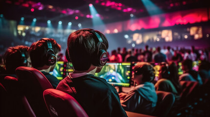 A young gamer competing in an esports tournament