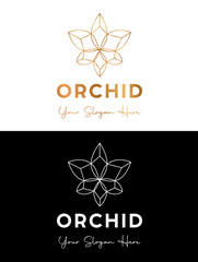 logo on the theme of beauty and fashion with gold orchid.