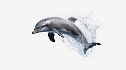 Naklejka premium Dolphin jumping out of water, dolphin isolated on white background, dolphin jumping isolated on white.