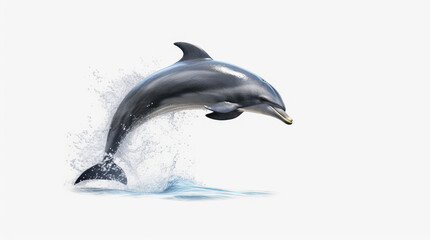 Obraz premium Dolphin jumping out of water, dolphin isolated on white background, dolphin jumping isolated on white.