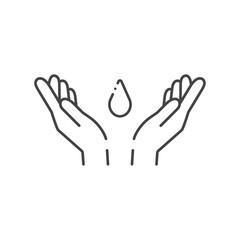 しずくを受ける人の両手のシンプルなイラスト - 水や節水、うるおいのイメージ素材
