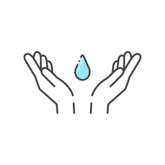 しずくを受ける人の両手のシンプルなイラスト - 水や節水、うるおいのイメージ素材

