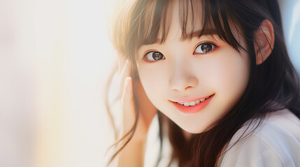 かわいい笑顔の女性