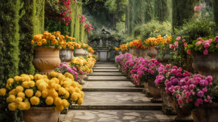 Fototapeta na wymiar Gardens and floral arrangements, illustration