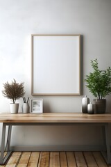 Blank Frame in Well-Furnished Setting, generative, ai