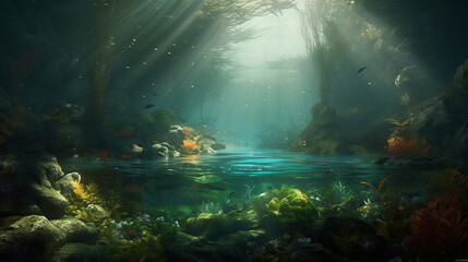 Underwater scenes, illustration