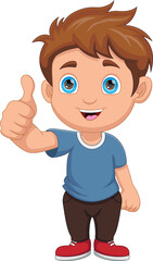 cute boy thumbs up cartoon