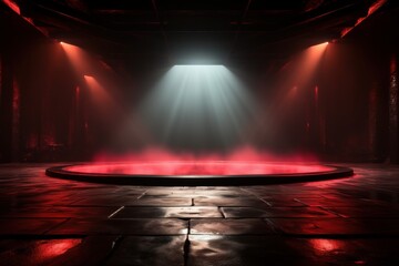 Enigmatic Theatre: The Dark Stage Unveils a Dark Red Background, an Empty Canvas for a Mysterious Scene