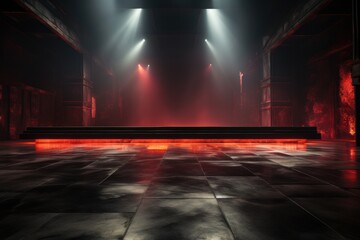 Enigmatic Theatre: The Dark Stage Unveils a Dark Red Background, an Empty Canvas for a Mysterious Scene
