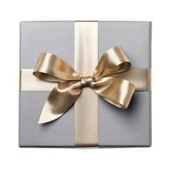 grey gift box isolated on transparent background cutout