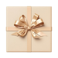 beige gift box isolated on transparent background cutout