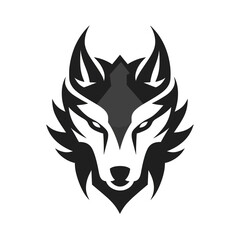 Vector logo of wolf, minimalistic, black and white