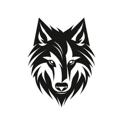 Vector logo of wolf, minimalistic, black and white