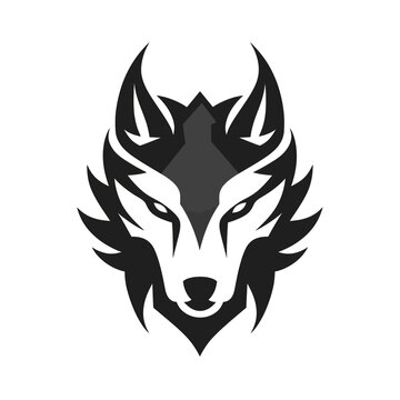 Vector logo of wolf, minimalistic, black and white